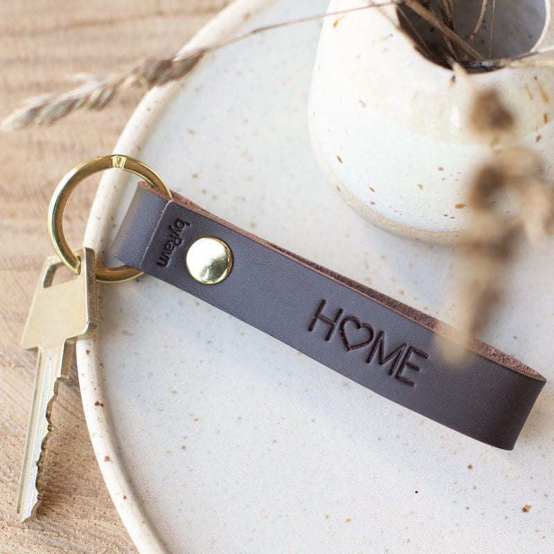 Leather key rings with name and personal embossing